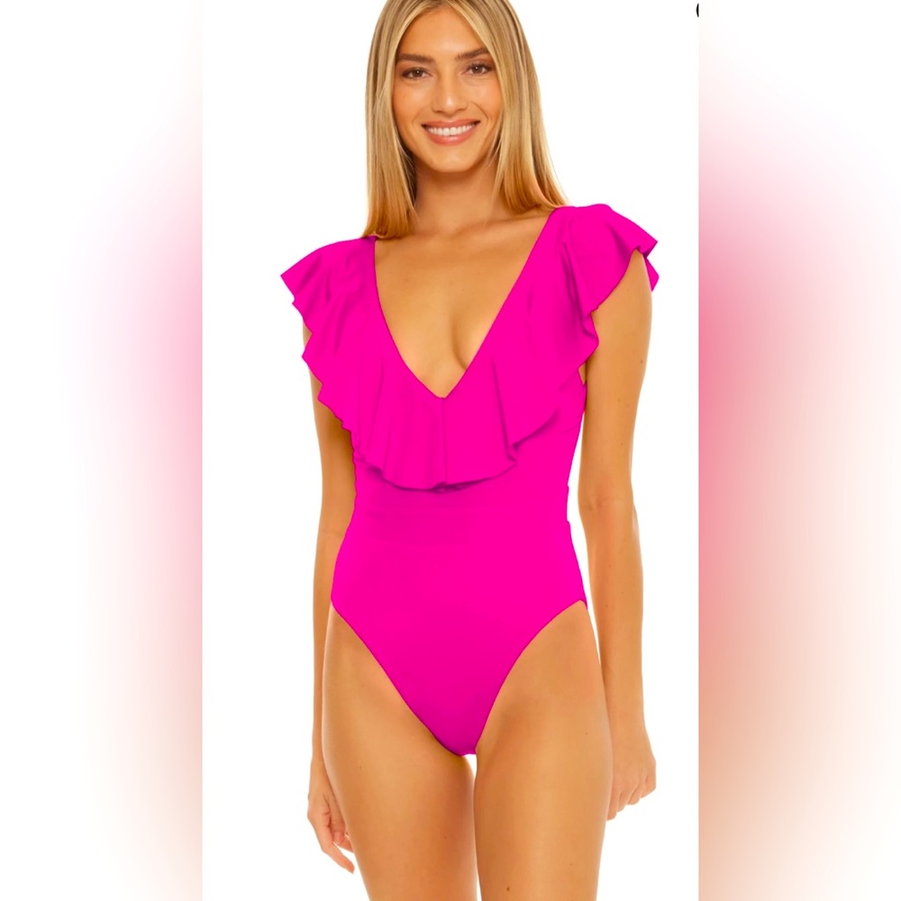 NWT TRINA TURK Monaco Ruffled ONE PIECE BATHING SUIT